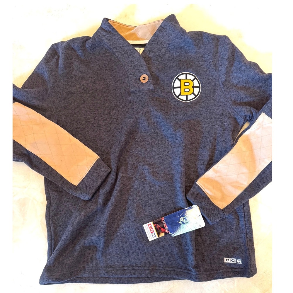 CCM Boston Bruins NHL Womens 2XL Pullover Shawl Marled Navy Blue 403FW NEW